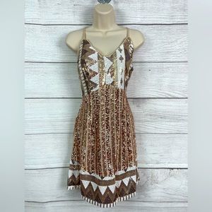 Blue B Aztec Sequin Cami V Neck Mini Embellished Dress 💗
